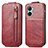 Handyhülle Hülle Flip Tasche Leder für Realme C33 Rot