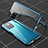 Handyhülle Hülle Luxus Aluminium Metall Rahmen Spiegel 360 Grad Ganzkörper Tasche für Xiaomi Redmi Note 10 Pro 5G Blau