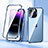 Handyhülle Hülle Luxus Aluminium Metall Rahmen Spiegel 360 Grad Ganzkörper Tasche LK2 für Apple iPhone 14 Pro Blau