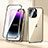 Handyhülle Hülle Luxus Aluminium Metall Rahmen Spiegel 360 Grad Ganzkörper Tasche LK2 für Apple iPhone 14 Pro Gold