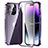 Handyhülle Hülle Luxus Aluminium Metall Rahmen Spiegel 360 Grad Ganzkörper Tasche LO1 für Apple iPhone 14 Pro Max Violett