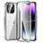Handyhülle Hülle Luxus Aluminium Metall Rahmen Spiegel 360 Grad Ganzkörper Tasche LO1 für Apple iPhone 15 Pro Silber