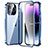 Handyhülle Hülle Luxus Aluminium Metall Rahmen Spiegel 360 Grad Ganzkörper Tasche LO1 für Apple iPhone 16 Pro Max Blau