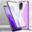 Handyhülle Hülle Luxus Aluminium Metall Rahmen Spiegel 360 Grad Ganzkörper Tasche P01 für Oppo A56 5G Violett