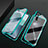 Handyhülle Hülle Luxus Aluminium Metall Rahmen Spiegel 360 Grad Ganzkörper Tasche T03 für Huawei Nova 6 Cyan