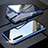 Handyhülle Hülle Luxus Aluminium Metall Rahmen Spiegel 360 Grad Tasche M06 für Realme XT Blau