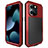 Handyhülle Hülle Luxus Aluminium Metall Tasche 360 Grad Ganzkörper HJ1 für Apple iPhone 15 Pro Rot