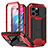 Handyhülle Hülle Luxus Aluminium Metall Tasche 360 Grad Ganzkörper RJ1 für Apple iPhone 14 Pro Rot