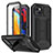Handyhülle Hülle Luxus Aluminium Metall Tasche 360 Grad Ganzkörper RJ2 für Apple iPhone 14 Plus Schwarz