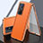 Handyhülle Hülle Luxus Aluminium Metall und Leder Tasche 360 Grad Ganzkörper für Vivo X70 Pro+ Plus 5G Orange