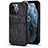 Handyhülle Hülle Luxus Leder Schutzhülle A14 für Apple iPhone 13 Pro Schwarz