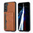 Handyhülle Hülle Luxus Leder Schutzhülle M03T für Samsung Galaxy S21 5G Braun