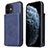 Handyhülle Hülle Luxus Leder Schutzhülle R01 für Apple iPhone 12 Blau