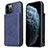 Handyhülle Hülle Luxus Leder Schutzhülle R01 für Apple iPhone 12 Pro Blau