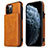 Handyhülle Hülle Luxus Leder Schutzhülle R01 für Apple iPhone 12 Pro Orange