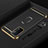 Handyhülle Hülle Luxus Metall Rahmen und Kunststoff Schutzhülle Hartschalen Tasche mit Fingerring Ständer P01 für Oppo A93 5G Schwarz