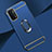 Handyhülle Hülle Luxus Metall Rahmen und Kunststoff Schutzhülle Hartschalen Tasche mit Fingerring Ständer P02 für Oppo A74 5G Blau