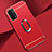 Handyhülle Hülle Luxus Metall Rahmen und Kunststoff Schutzhülle Hartschalen Tasche mit Fingerring Ständer P02 für Oppo A93 5G Rot