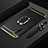 Handyhülle Hülle Luxus Metall Rahmen und Kunststoff Schutzhülle Tasche mit Fingerring Ständer T01 für Samsung Galaxy Note 10 Plus Schwarz