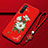 Handyhülle Silikon Hülle Gummi Schutzhülle Blumen für Oppo Reno3 Rot