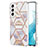 Handyhülle Silikon Hülle Gummi Schutzhülle Flexible Blumen A01 für Samsung Galaxy S21 Plus 5G Weiß