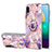 Handyhülle Silikon Hülle Gummi Schutzhülle Flexible Modisch Muster mit Fingerring Ständer Y01B für Samsung Galaxy A02 Helles Lila