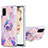 Handyhülle Silikon Hülle Gummi Schutzhülle Flexible Modisch Muster mit Fingerring Ständer Y01B für Samsung Galaxy A21s Helles Lila