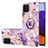 Handyhülle Silikon Hülle Gummi Schutzhülle Flexible Modisch Muster mit Fingerring Ständer Y01B für Samsung Galaxy A22 4G Helles Lila