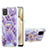 Handyhülle Silikon Hülle Gummi Schutzhülle Flexible Modisch Muster mit Fingerring Ständer Y01B für Samsung Galaxy M12 Violett
