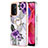 Handyhülle Silikon Hülle Gummi Schutzhülle Flexible Modisch Muster mit Fingerring Ständer Y03B für Oppo A74 5G Violett