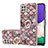 Handyhülle Silikon Hülle Gummi Schutzhülle Flexible Modisch Muster mit Fingerring Ständer Y03B für Samsung Galaxy A22s 5G Braun