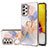 Handyhülle Silikon Hülle Gummi Schutzhülle Flexible Modisch Muster mit Fingerring Ständer Y03B für Samsung Galaxy A72 4G Helles Lila