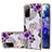 Handyhülle Silikon Hülle Gummi Schutzhülle Flexible Modisch Muster mit Fingerring Ständer Y03B für Samsung Galaxy S20 FE (2022) 5G Violett