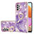 Handyhülle Silikon Hülle Gummi Schutzhülle Flexible Modisch Muster mit Fingerring Ständer Y05B für Samsung Galaxy A32 5G Violett