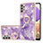 Handyhülle Silikon Hülle Gummi Schutzhülle Flexible Modisch Muster mit Fingerring Ständer Y05B für Samsung Galaxy A53 5G Violett
