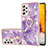Handyhülle Silikon Hülle Gummi Schutzhülle Flexible Modisch Muster mit Fingerring Ständer Y05B für Samsung Galaxy A72 4G Violett