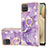 Handyhülle Silikon Hülle Gummi Schutzhülle Flexible Modisch Muster mit Fingerring Ständer Y05B für Samsung Galaxy F12 Violett