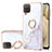 Handyhülle Silikon Hülle Gummi Schutzhülle Flexible Modisch Muster mit Fingerring Ständer Y05B für Samsung Galaxy F12 Weiß