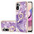 Handyhülle Silikon Hülle Gummi Schutzhülle Flexible Modisch Muster mit Fingerring Ständer Y05B für Xiaomi Poco M5S Violett