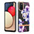 Handyhülle Silikon Hülle Gummi Schutzhülle Flexible Modisch Muster mit Fingerring Ständer Y06B für Samsung Galaxy A03s Violett
