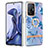 Handyhülle Silikon Hülle Gummi Schutzhülle Flexible Modisch Muster mit Fingerring Ständer Y06B für Xiaomi Mi 11T 5G Blau
