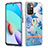 Handyhülle Silikon Hülle Gummi Schutzhülle Flexible Modisch Muster mit Fingerring Ständer Y06B für Xiaomi Redmi 10 (2022) Blau