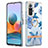 Handyhülle Silikon Hülle Gummi Schutzhülle Flexible Modisch Muster mit Fingerring Ständer Y06B für Xiaomi Redmi Note 10 Pro 4G Blau