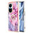 Handyhülle Silikon Hülle Gummi Schutzhülle Flexible Modisch Muster mit Fingerring Ständer YB1 für Oppo Reno10 Pro 5G Rosa