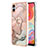 Handyhülle Silikon Hülle Gummi Schutzhülle Flexible Modisch Muster mit Fingerring Ständer YB1 für Samsung Galaxy A04 4G Rosa