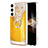 Handyhülle Silikon Hülle Gummi Schutzhülle Flexible Modisch Muster mit Fingerring Ständer YB2 für Samsung Galaxy S24 5G Gelb