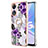 Handyhülle Silikon Hülle Gummi Schutzhülle Flexible Modisch Muster mit Fingerring Ständer YB3 für Oppo A58 5G Violett