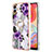 Handyhülle Silikon Hülle Gummi Schutzhülle Flexible Modisch Muster mit Fingerring Ständer YB3 für Samsung Galaxy A04E Violett