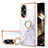 Handyhülle Silikon Hülle Gummi Schutzhülle Flexible Modisch Muster mit Fingerring Ständer YB5 für Oppo A58 4G Weiß