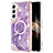 Handyhülle Silikon Hülle Gummi Schutzhülle Flexible Modisch Muster mit Mag-Safe Magnetic Magnetisch für Samsung Galaxy S24 5G Violett